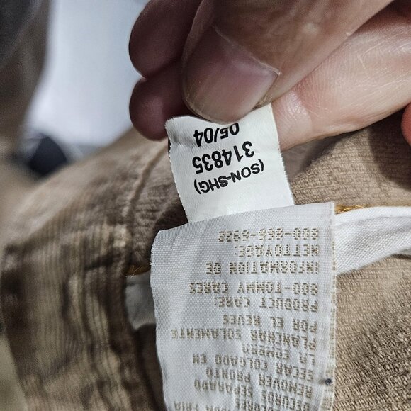 Vintage Tommy Hilfiger Jacket Coat Womens XL Tan Corduroy Stretch Zip Moto Y2K - Picture 13 of 14